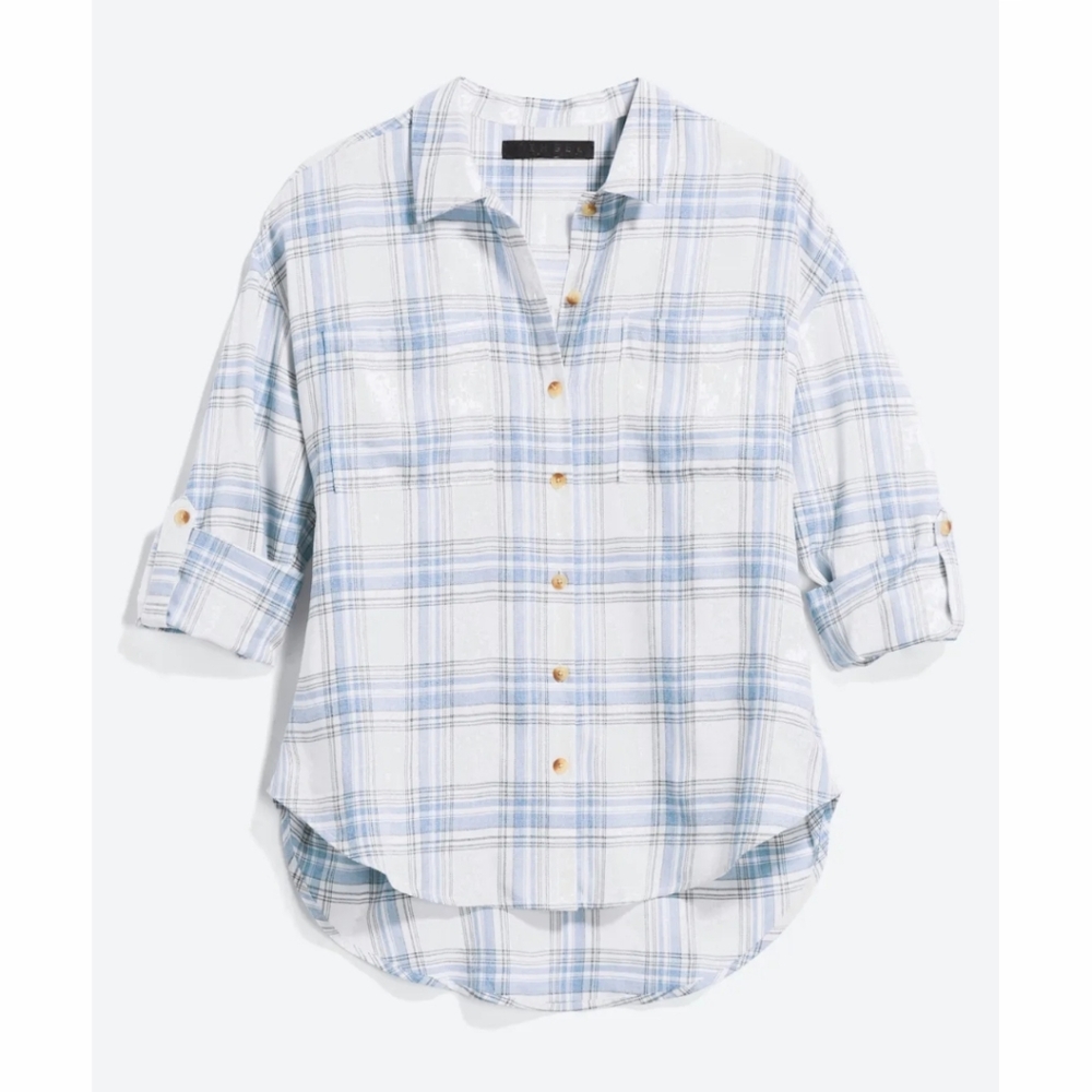 Womens Blue Plaid Shirt